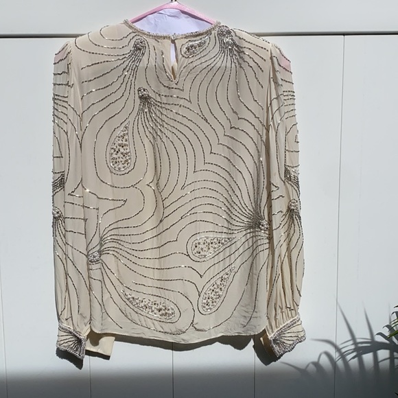 100%Pure Silk Argenti Notte Beaded Blouse M - Picture 7 of 9